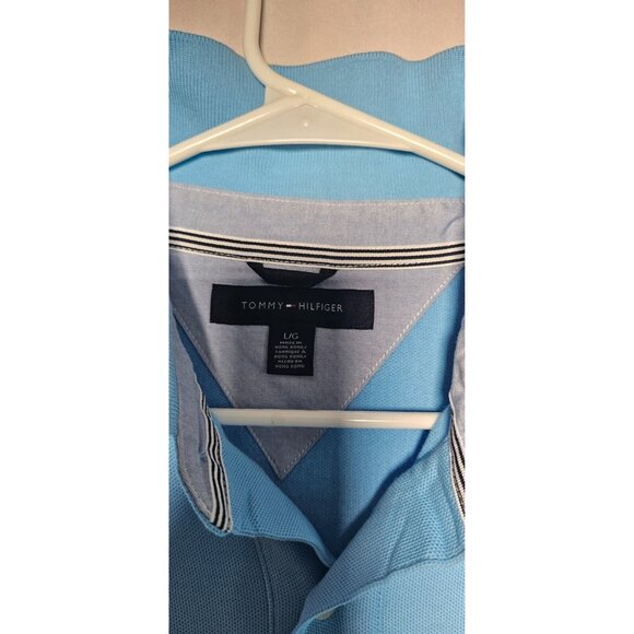 Tommy Hilfiger Polo Shirt Men’s Large Blue Short Sleeve Collared New without Tag - Picture 2 of 3